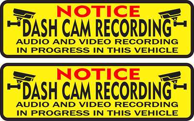 5in x 1.5in Notice Dash Cam Vinyl Stickers Car Truck Vehicle Bumper Decals