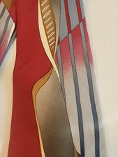 Oscar De La Renta Tie Red Geometric Shapes Silk