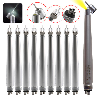 1-10X Dental LED E-generator 45 Degree High Speed Turbine Handpiece Push 4 H
