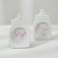 4 White Pink 4" Mini Feeding Bottle PICTURE FRAMES Baby Shower Favors Party Home