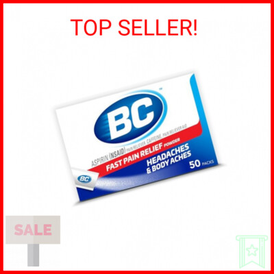 BC Powder Original Strength Pain Reliever, Aspirin Dissolve Packs, 50 ...