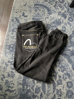 EVISU Kuro Bottom  Beyond Denim Black Pants Size 32