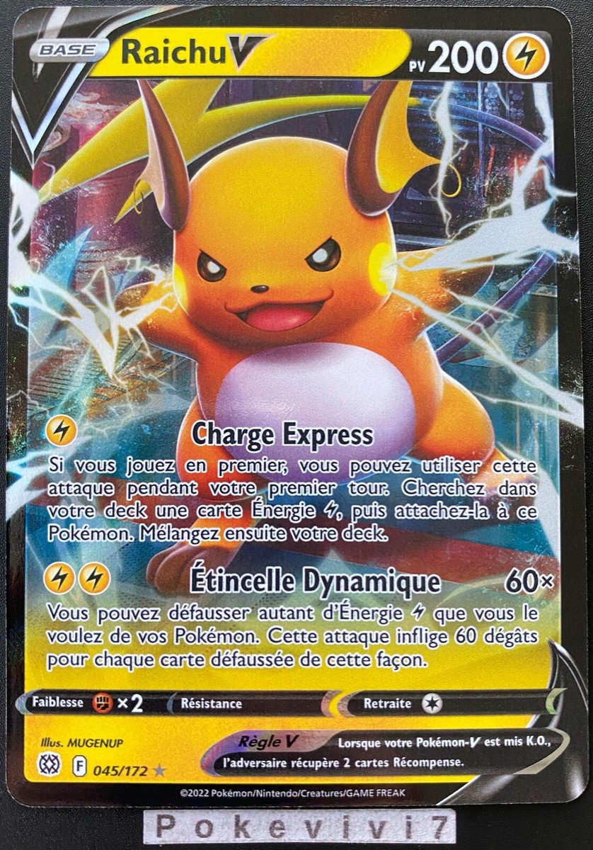 Pokemon Card RAICHU 045/172V Ultra Rare Sword and Shield 9 EB09 FR Pokemon Card RAICHU 045/172V Ultra Rare Sword and Shield 9 EB09 FR