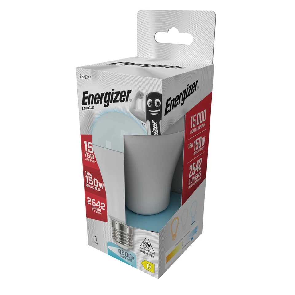 2x 18W (=150W) Energizer GLS ES E27 LED Light Bulb Lamp, 6500K Daylight 2542Lm - Image 3 of 3