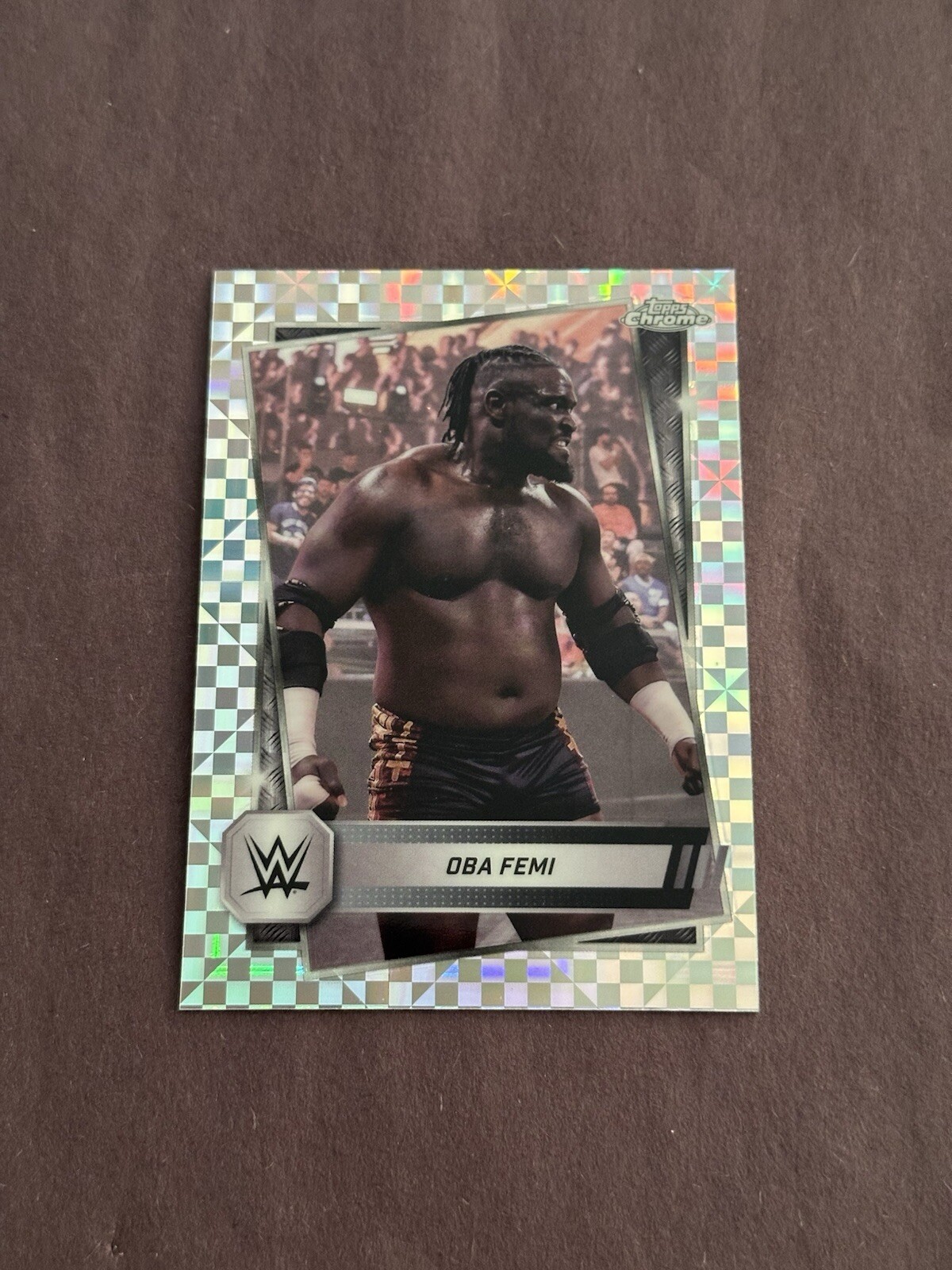 Oba Femi 2025 Topps WWE Chrome #113 X-Fractor Refractor