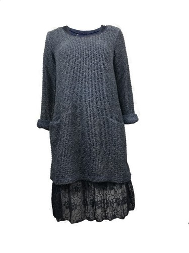 AMAVISSE UK - (RRP £30) Fashion Long Textured Knit Jumper Sweater Dress Flowers - Picture 3 of 12