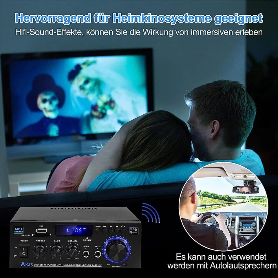 1000W Verstärker Stereo Amplifier HIFI Digital Bluetooth FM USB Vollverstärker - Bild 3 von 4