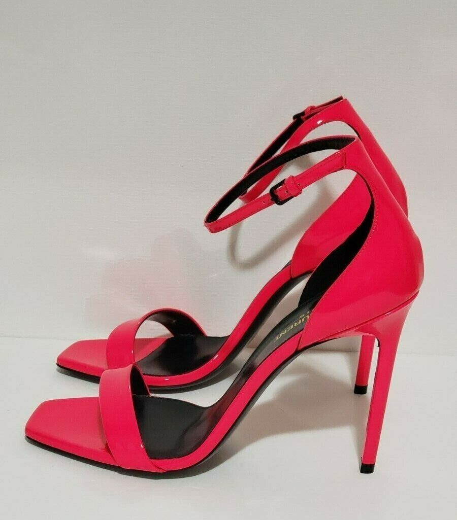 Nuovissimi sandali Saint Laurent ambra rosa neon in pelle taglia 39 5