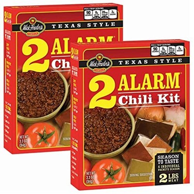 2-Alarm Chili Kit, Texas Style Chili Seasoning Mix with Individual Packs of S...