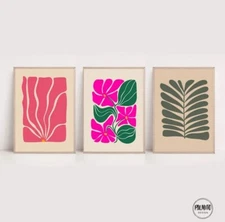 3 Colorful Botanic wall art - Eclectic and vibrant, abstract flowers themed
