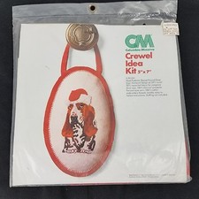 Columbia-Minerva Crewel Idea Kit Hush Puppies Basset Hound Santa Hat, Sign 7957