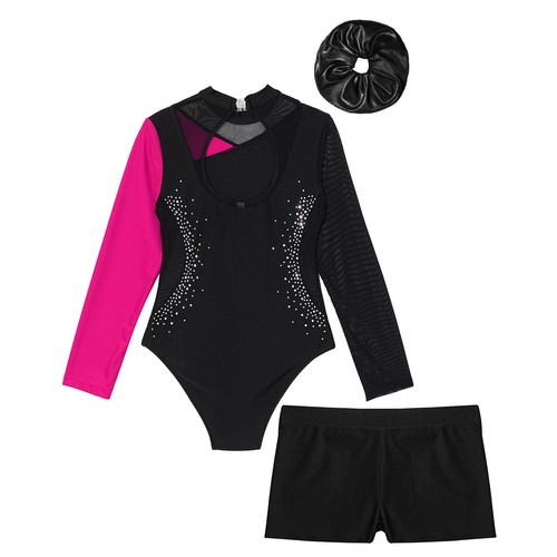 Kids Girls Clothes Training Tracksuit Performance Outfit 3pc Set Hair Band - Picture 22 of 66