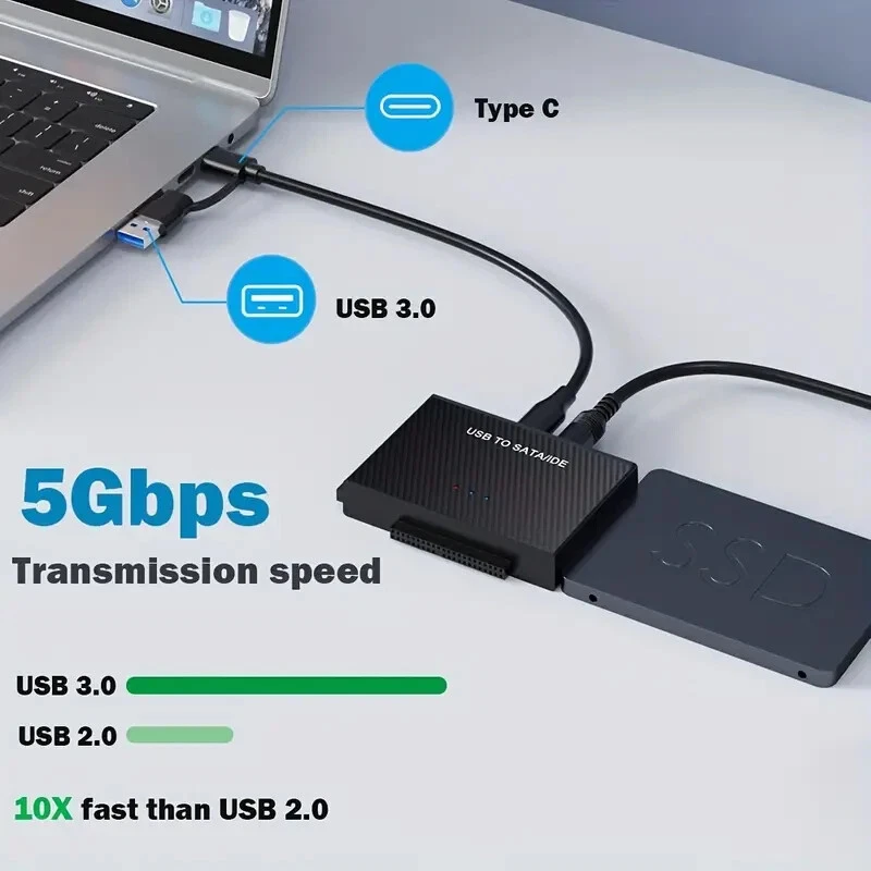 USB 3.0 to SATA IDE Hard Disk Adapter Converter Cable for 3.5 2.5 " HDD/SSD UK - Image 4 of 4