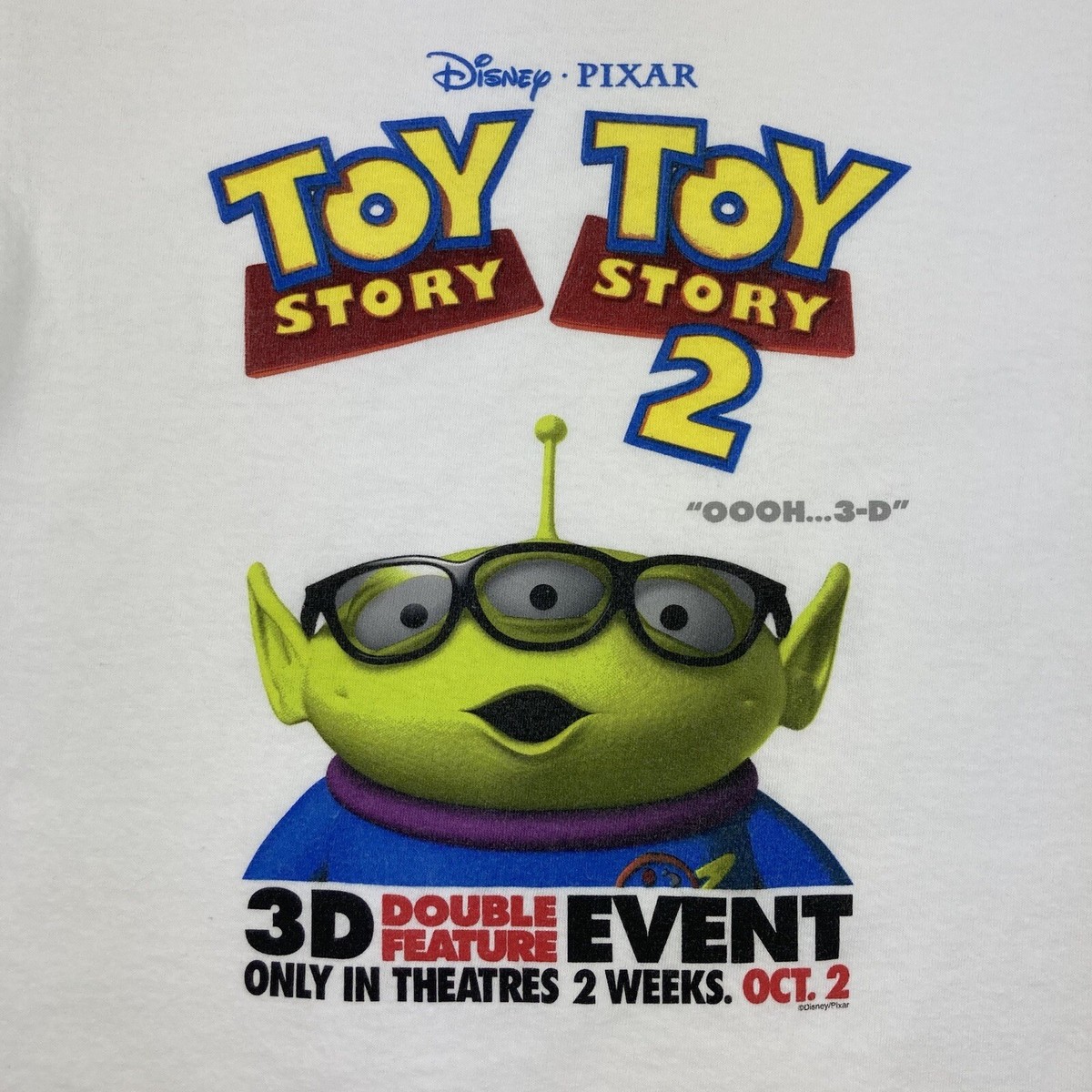 Toy Story 1 and 2 Disney Movie Promo Tee Pixar Double Feature 