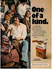 1976 Camel Filters Cigarette One Of A Kind "He Lives Because He Knows." Print Ad