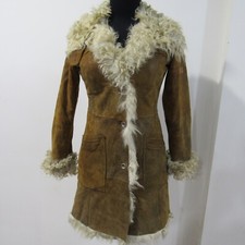 Von Dutch SHEARLING VTG Womens Coat Camel Chest 32/34 UK 4/6 REF (Y01062)