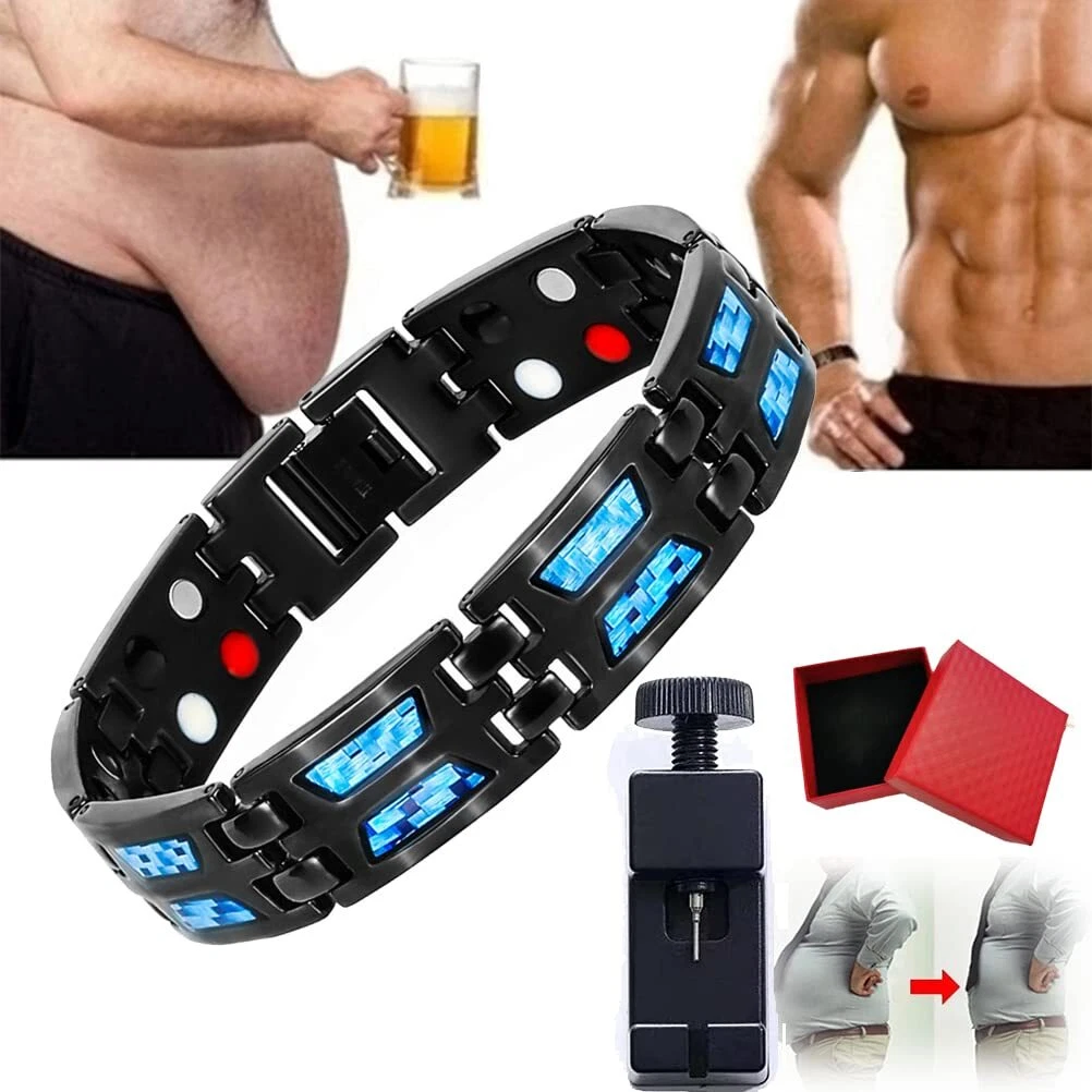 Titanium Power Bracelet Magnétique Carbon Blue Therapy Fit Plus  Magnétothérapie Body Firming Bracelet