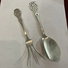 Rogers Lunt Bowlen STERLING CHIPPENDALE Solid Jelly Server & Lemon Fork