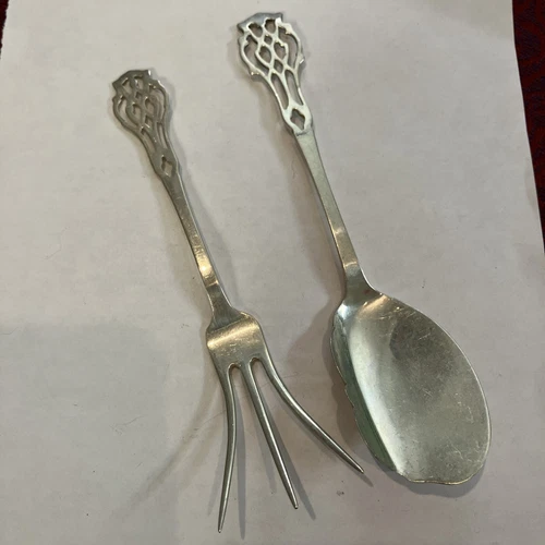 Rogers Lunt Bowlen STERLING CHIPPENDALE Solid Jelly Server & Lemon Fork