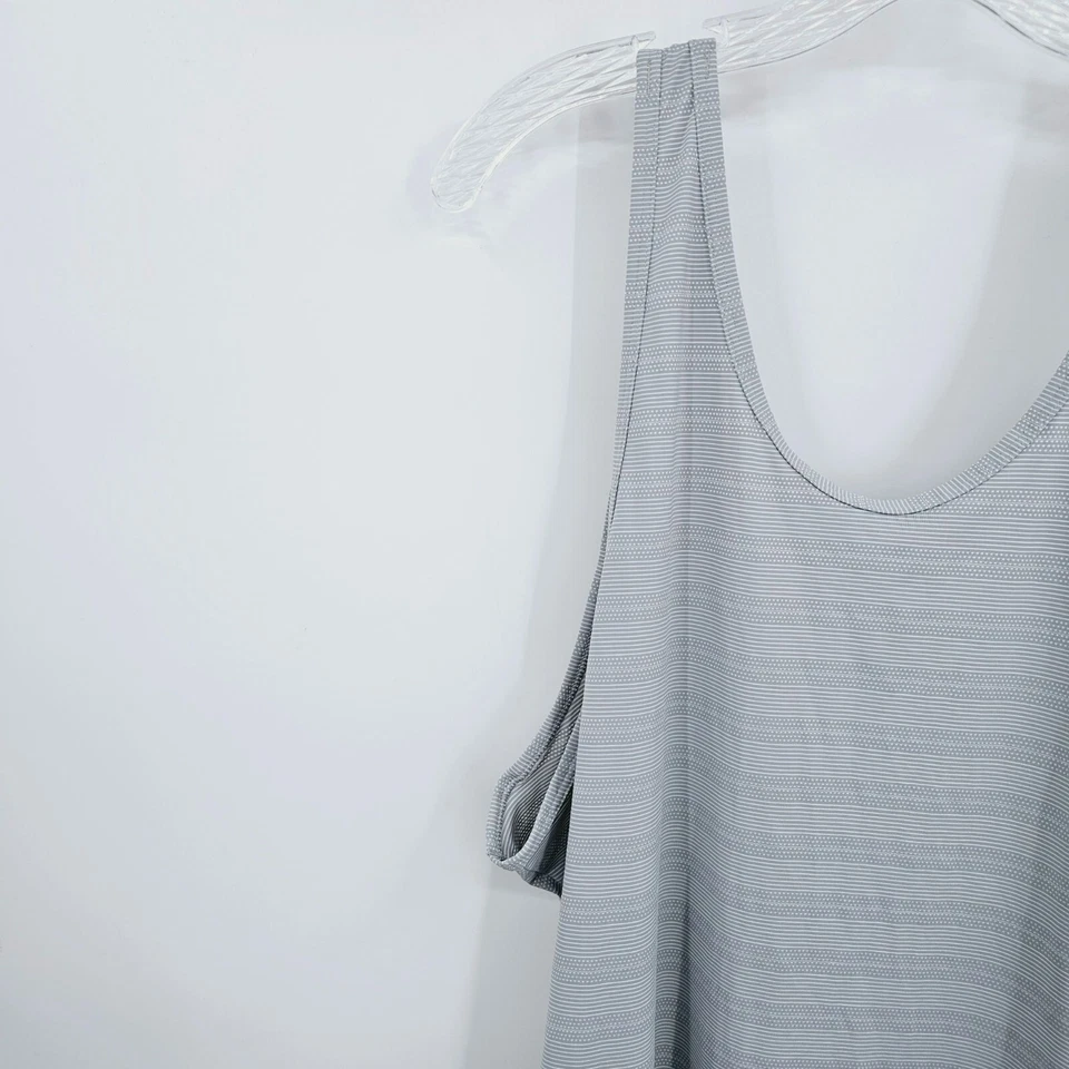 Camiseta sin mangas Athleta Max Out XL azul gris blanco a rayas lazo lateral espalda atletismo Foto 3 de 4