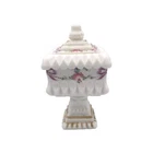Vintage Westmoreland Hand Painted White Milk Glass Pedestal Candy Dish