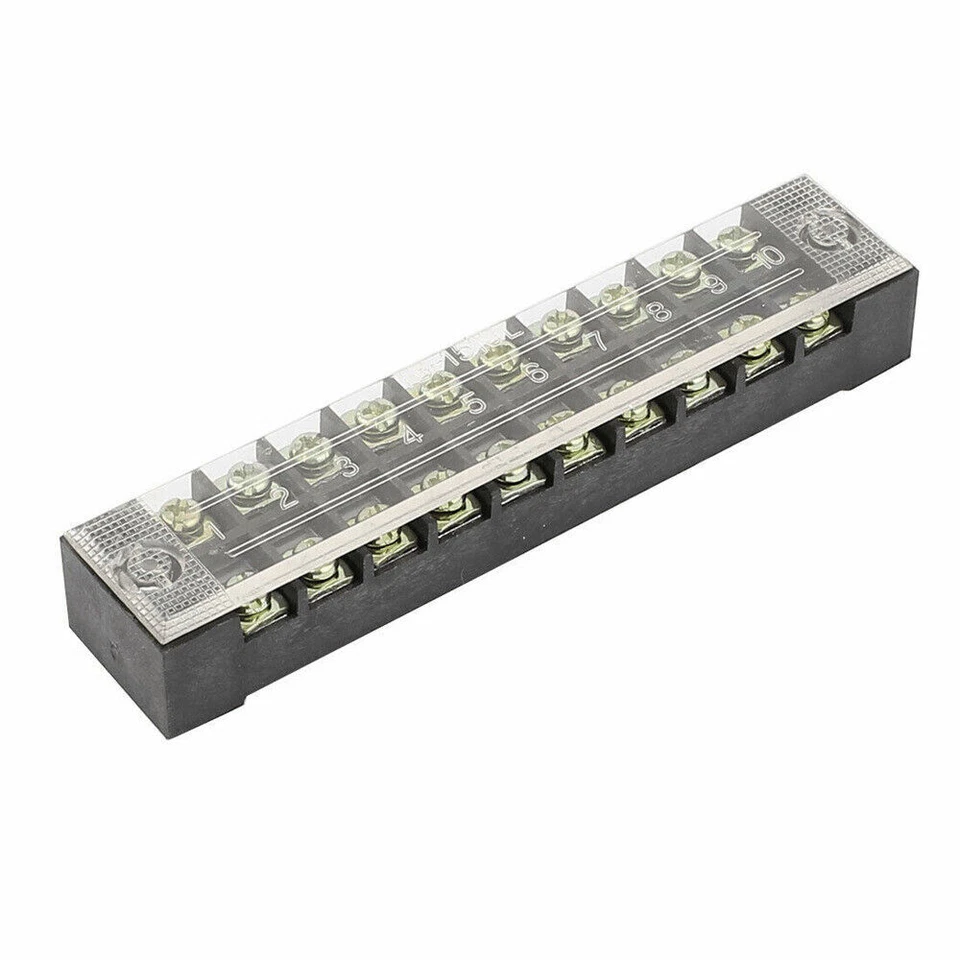 600V 15A Wire Barrier Dual Row Screw Terminal Panel TB-1510L 2X Block 10Position - Image 2 of 4