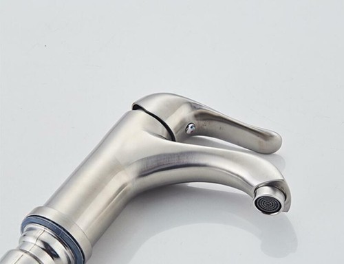 Bathroom Basin Sink Faucet Hot Cold Mixer Stainless Steel Brushed Single Handle - Bild 6 von 7