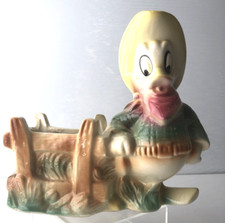Walt Disney Donald Duck 1950's Leeds Pottery-Cowboy Donald Planter 7" x 7"