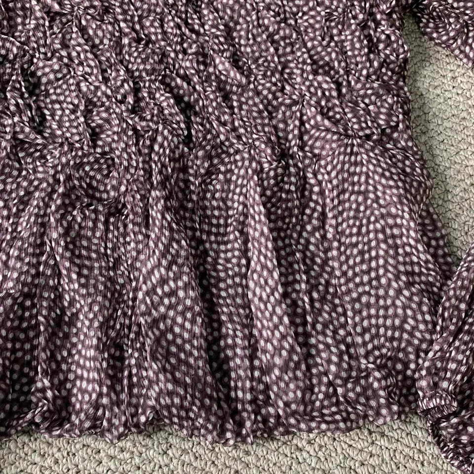 Blusa Leon Max Feminina Tamanho Médio Roxa Seda Bolinhas Edição Limitada - Imagem 4 de 4