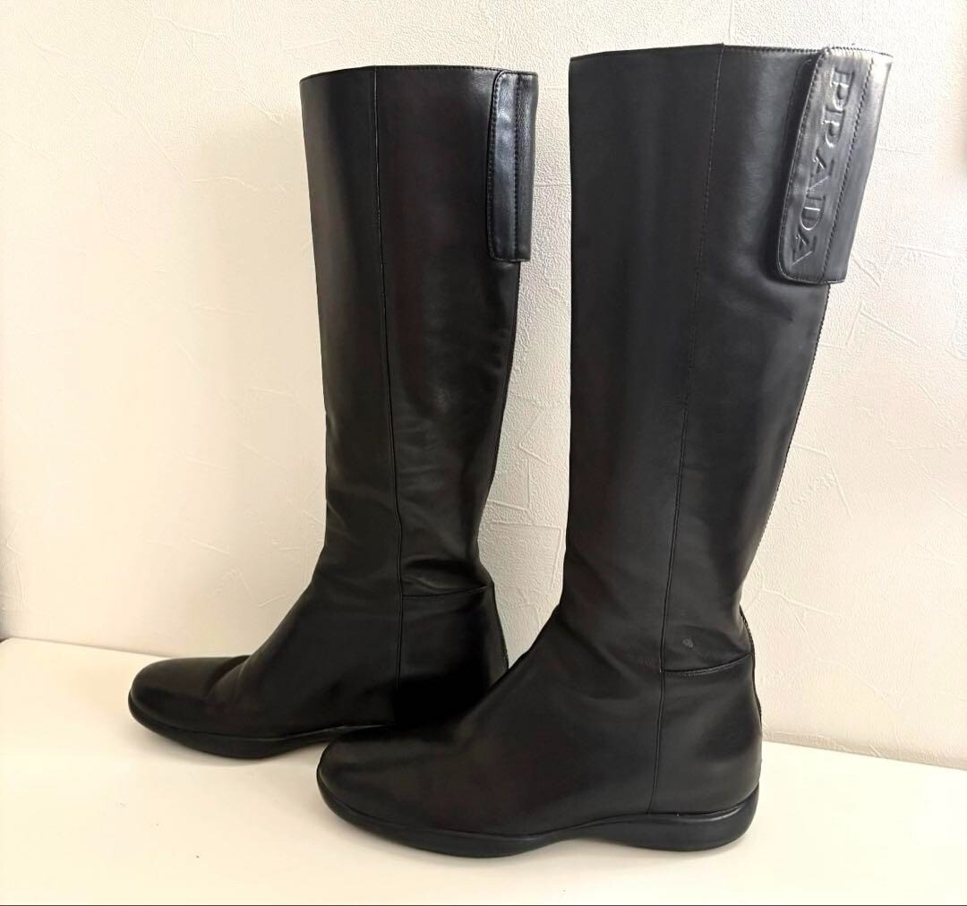 靴 Archive Prada square zip leather boots Vintage archive late 90s