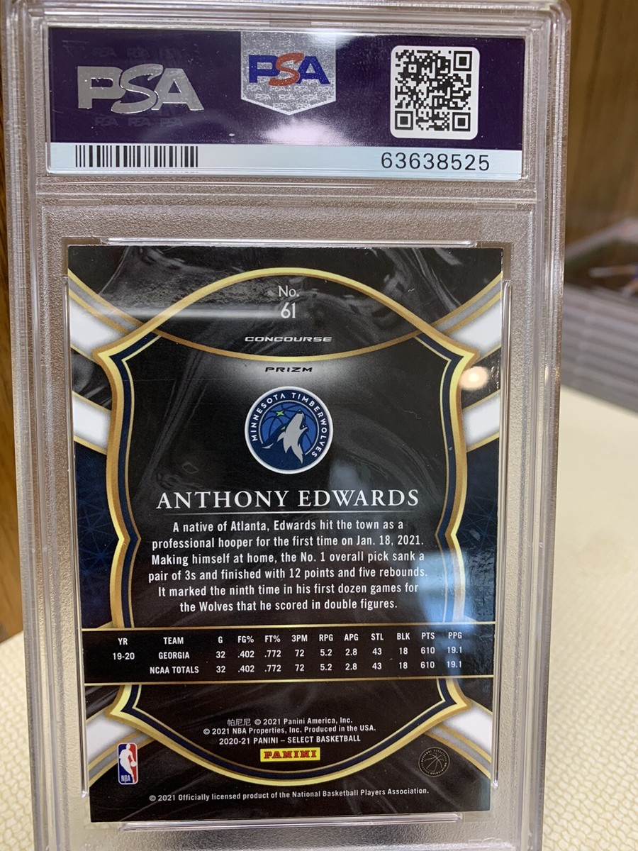 2020 Anthony Edwards PSA 9 Panini Select Silver Prizm Rookie