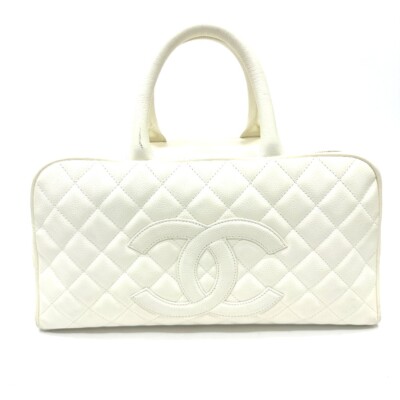 CHANEL CC CC Mark Duffle Bag Bag Hand Bag Caviar Leather White