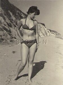 Vintage Amateur Nudist Beach Pics - Details about Org Vintage Amateur Semi Nude 40s-60s RP- Endowed Brunette-  Bikini- Beach- Legs