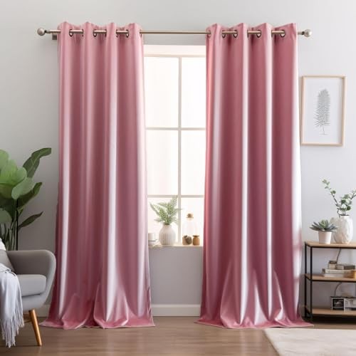 Samt Vorhänge 84 Zoll 2 Paneele Set, 52" B x 84" L (2er Pack) Rouge Rosa - Bild 2 von 8