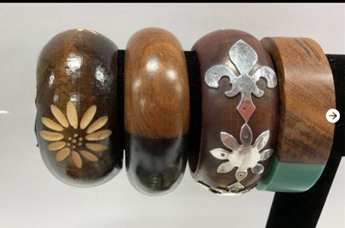 Vintage hand-crafted wooden bangle bracelets