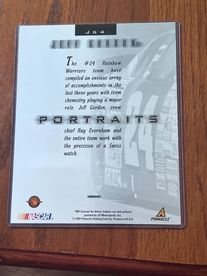 1997 Pinnacle 8 x 10 Portrait Card # JG4 Jeff Gordon & # 1 Portrait Card - Image 2 of 4