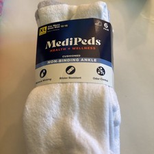 MediPeds Men's Non-Binding Cushioned Ankle Socks, 6-Pairs, Size XL 12-15
