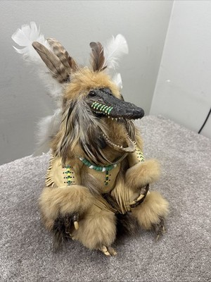 Taxidermy Alligator Head Tribal Native American Art Oddity Medicine Man
