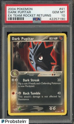 2004 Pokemon EX Team Rocket Returns #41 Dark Pupitar PSA 10 GEM MINT