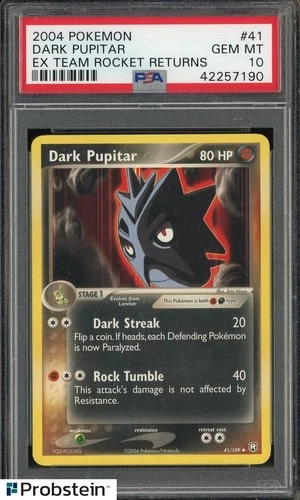 2004 Pokemon EX Team Rocket Returns #41 Dark Pupitar PSA 10 GEM MINT