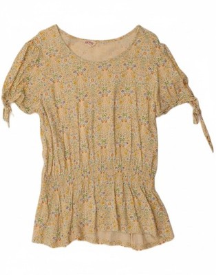 Fat Face Damen Oversize Bluse Top UK 12 Medium Beige Blumenmuster KA01