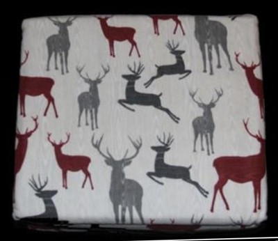 6-Pc Sunbeam Deer Elk Antlers Earth Tones QUEEN Flannel Sheet Set NIP DISC