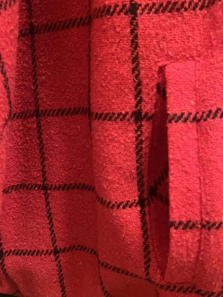 Poncho reversible con capucha capa para mujer talla única rojo negro ventana acogedores botones Foto 4 de 4