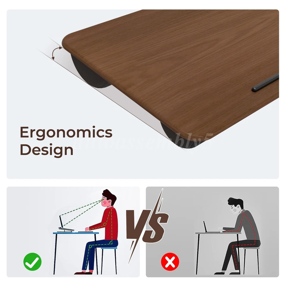 Mesa de escritorio de regazo de 21 pulgadas para computadora portátil cojín bandeja de cama acolchado soporte para tableta de computadora Foto 4 de 4