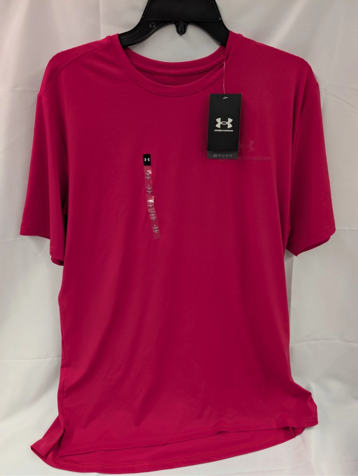 Mens Under Armour Sz L T-Shirt Fuchsia Pink Stretch Loose UA Vanish Energy - NWT
