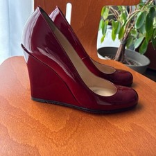 Christian Louboutin Wedge Sole PATENT Heel ROSSO Red Size 35.5 w/Box, Dust Bag