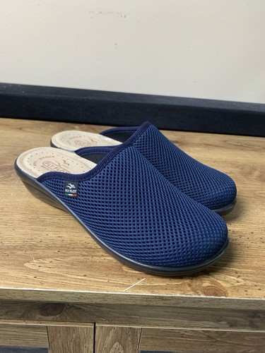 Fly Flot Mules Womans US 8 AU 39 Blue Mesh Slip On Clogs Comfort Anatomic Italy
