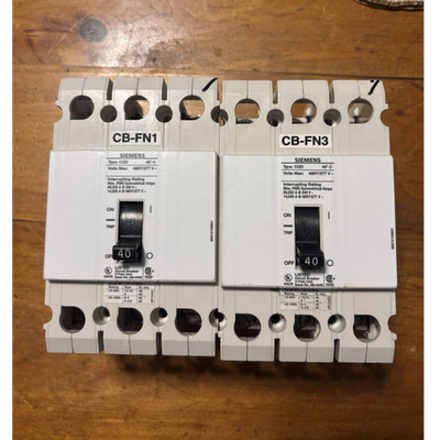 Siemens CQD 40A 480Y/277V AC Circuit Breaker w/ Trip Indicator 2 Pack Din Rail
