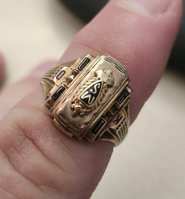 1950 10k Gold High School Class Ring Jostens