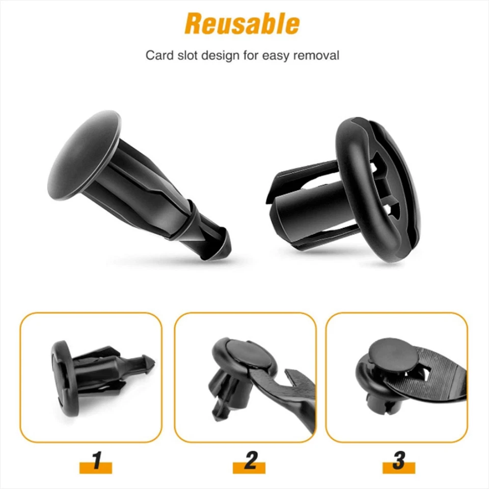 100Pcs Bumper Clips 10Mm Hood Fender Push Rivets Retainer Fastener for Honda Foto 4 de 4